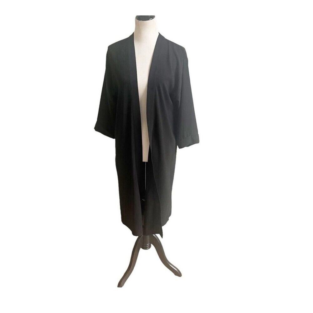 Top Shop Solid Black Longline Open Front Cardigan Size 6 Lagenlook Minimalist